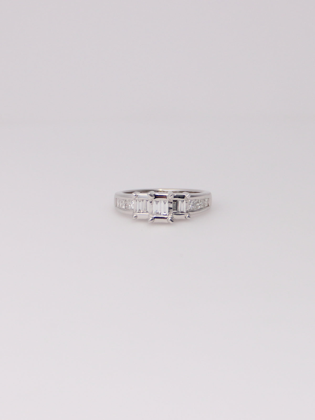 14K White Gold Emerald Cut Diamond Ring