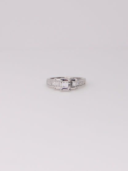 14K White Gold Emerald Cut Diamond Ring