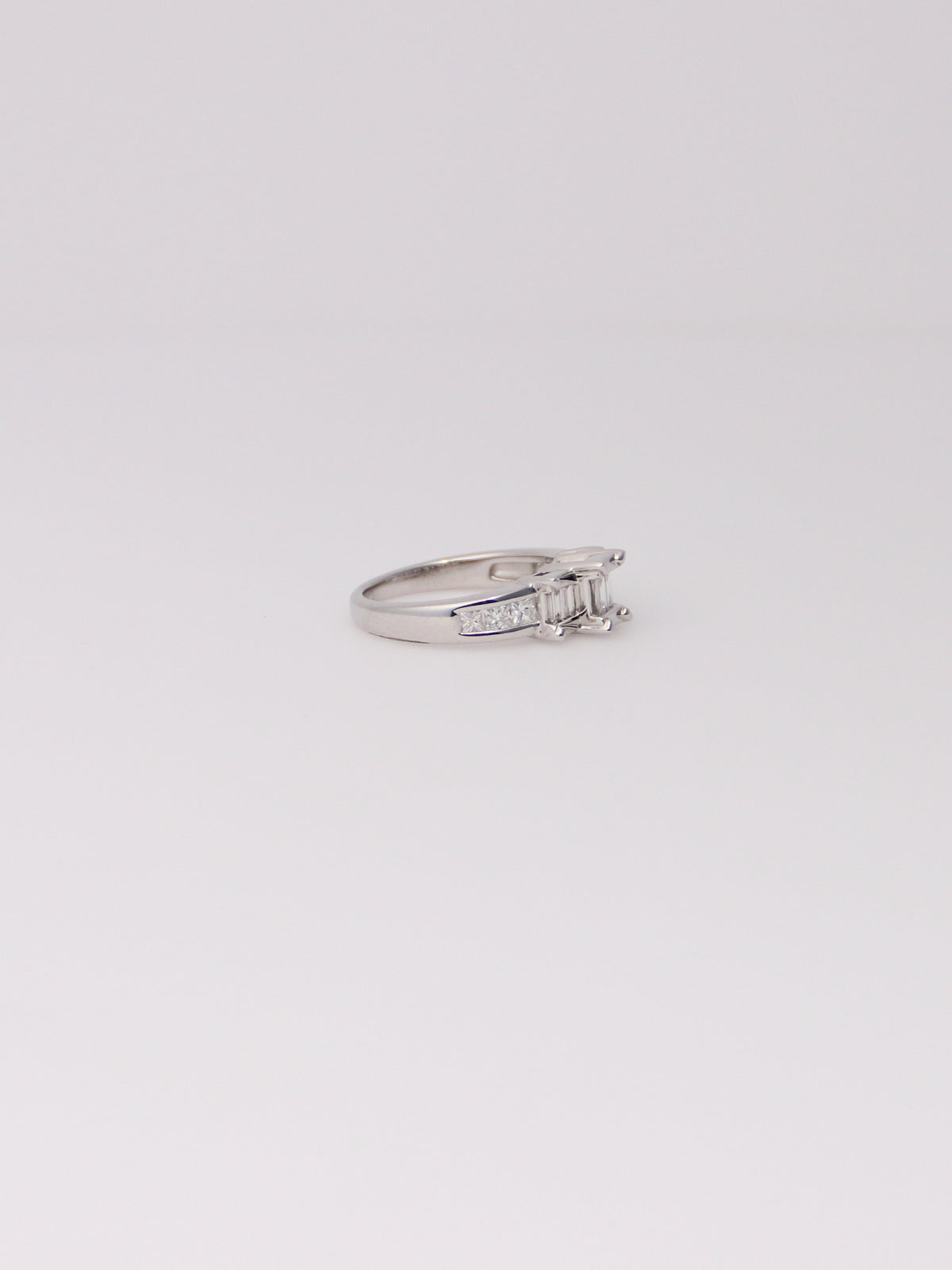 14K White Gold Emerald Cut Diamond Ring