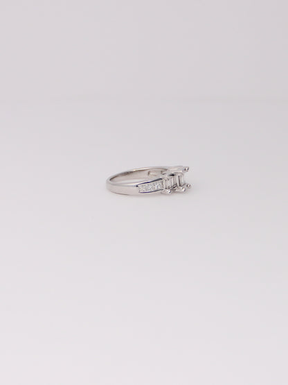 14K White Gold Emerald Cut Diamond Ring