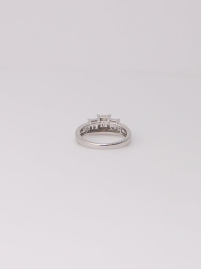 14K White Gold Emerald Cut Diamond Ring