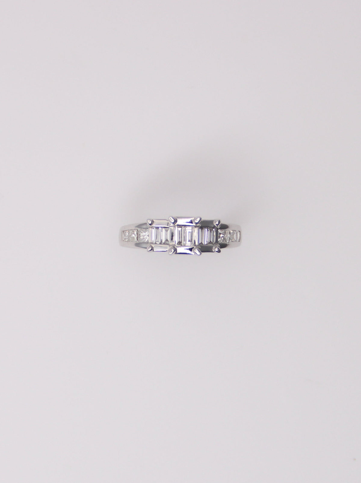 14K White Gold Emerald Cut Diamond Ring