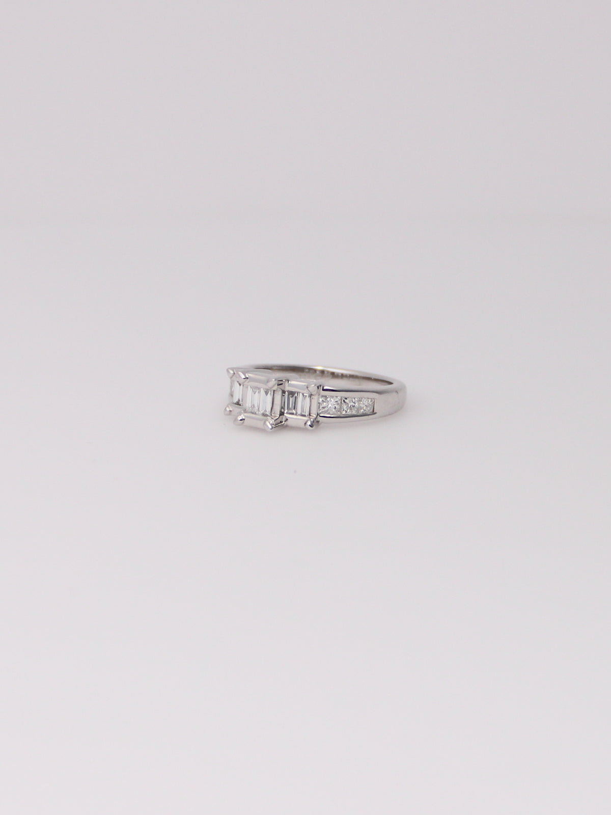 14K White Gold Emerald Cut Diamond Ring