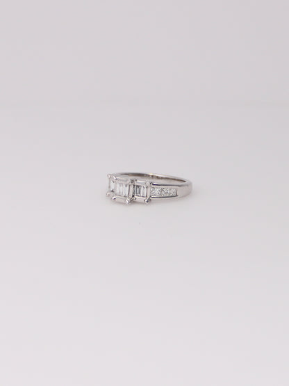 14K White Gold Emerald Cut Diamond Ring