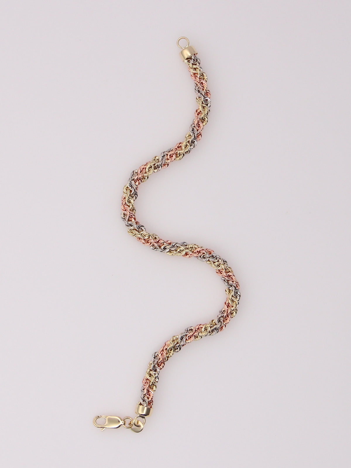 14K Tri-Tone Braided Rope Bracelet
