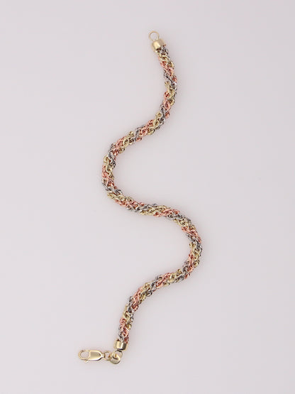 14K Tri-Tone Braided Rope Bracelet