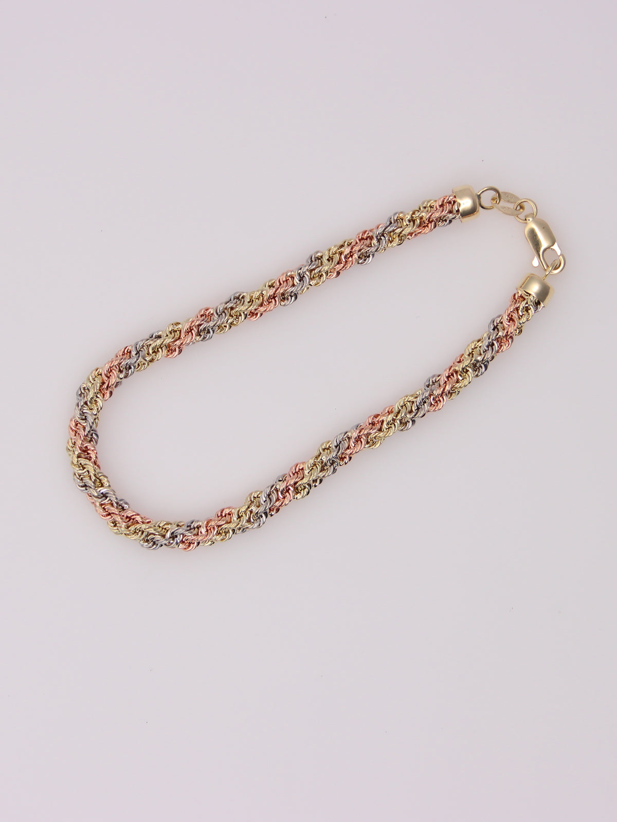 14K Tri-Tone Braided Rope Bracelet