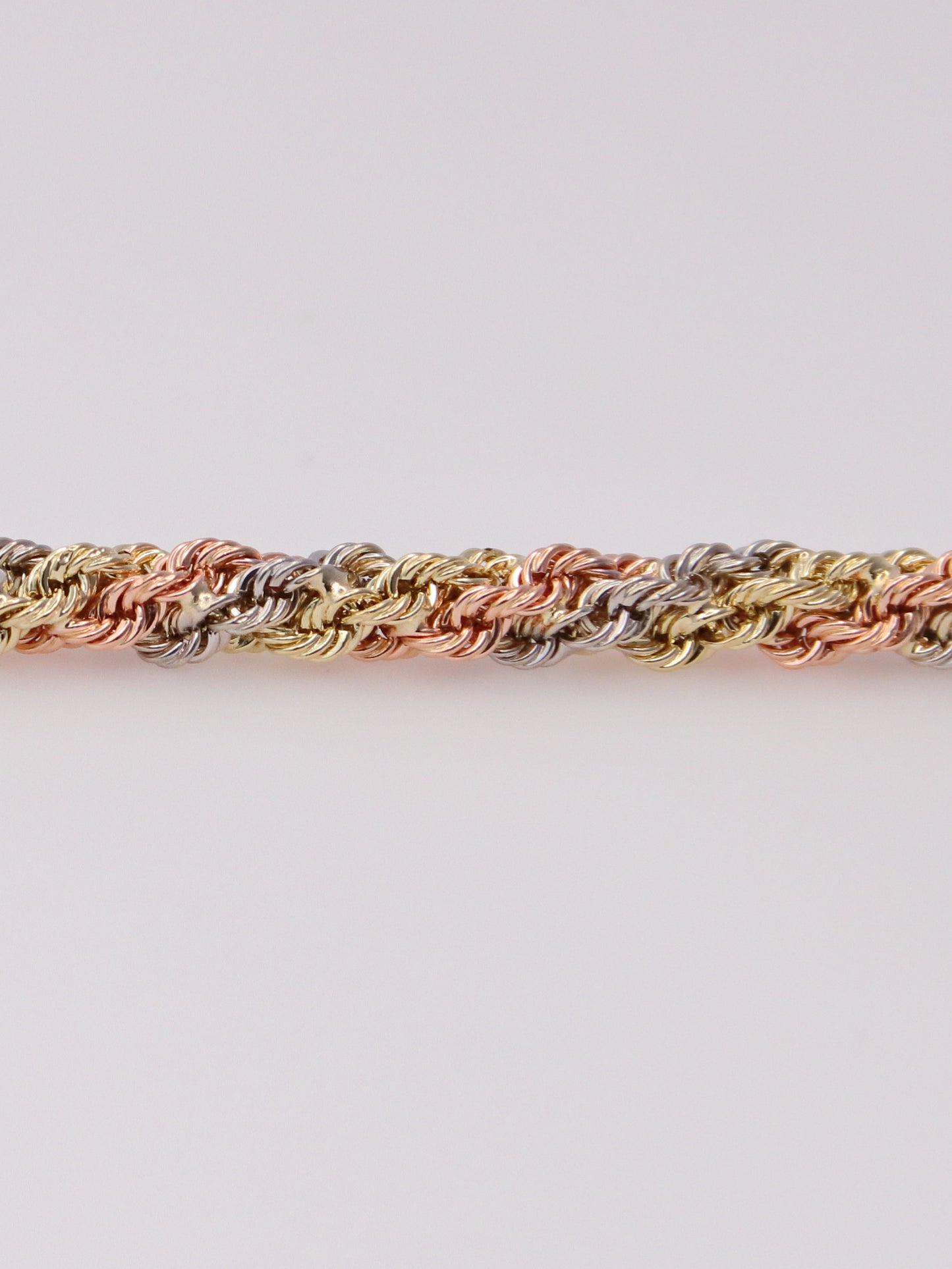 14K Tri-Tone Braided Rope Bracelet