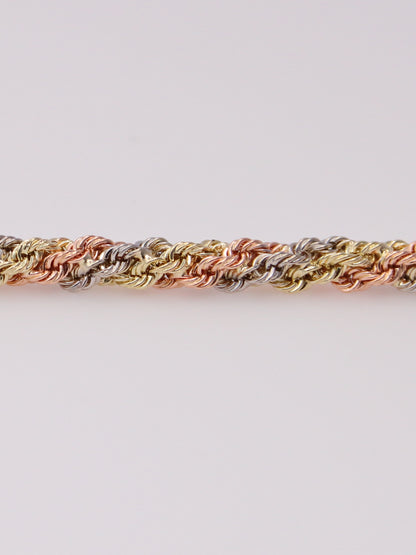 14K Tri-Tone Braided Rope Bracelet