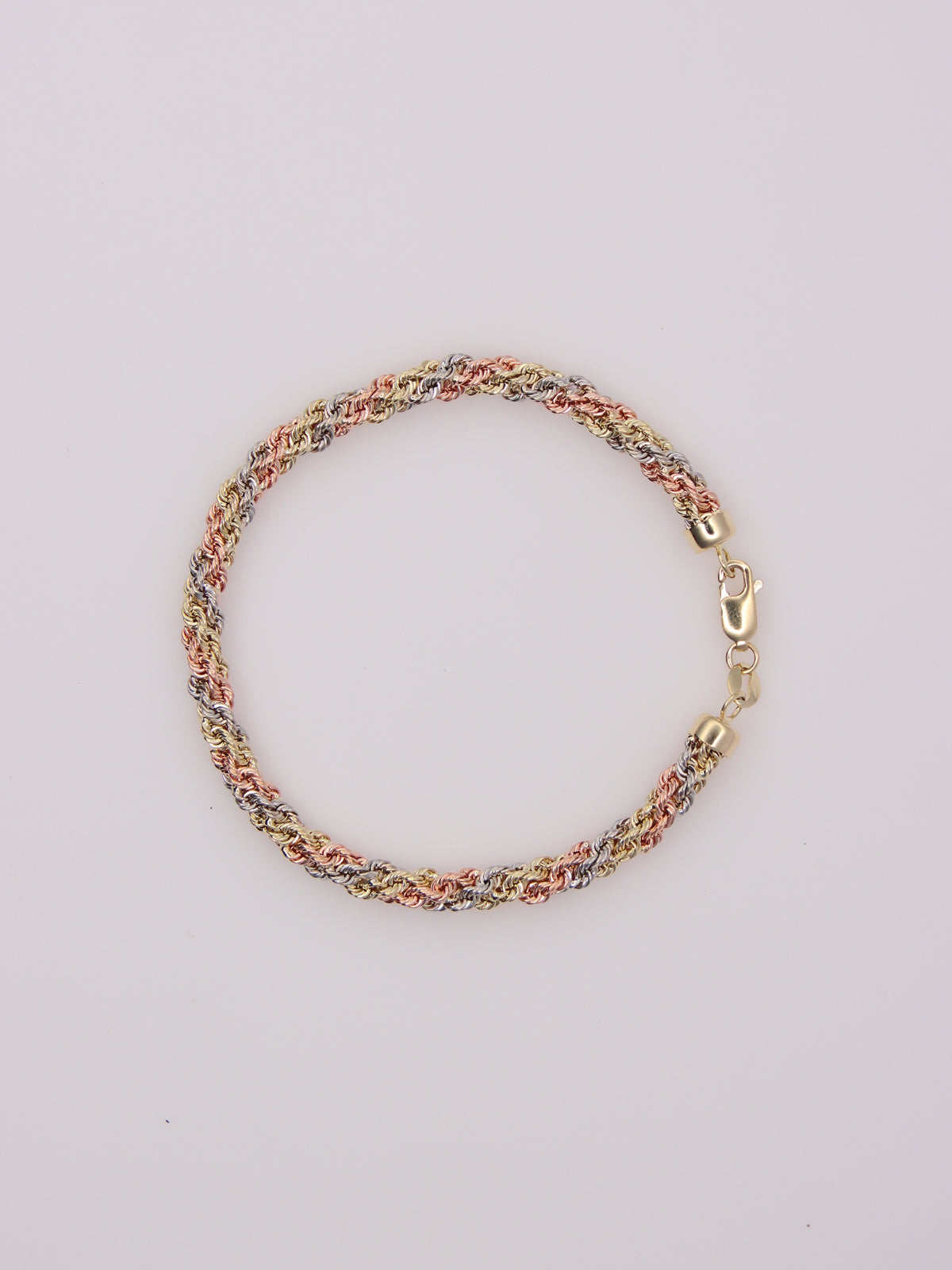 14K Tri-Tone Braided Rope Bracelet