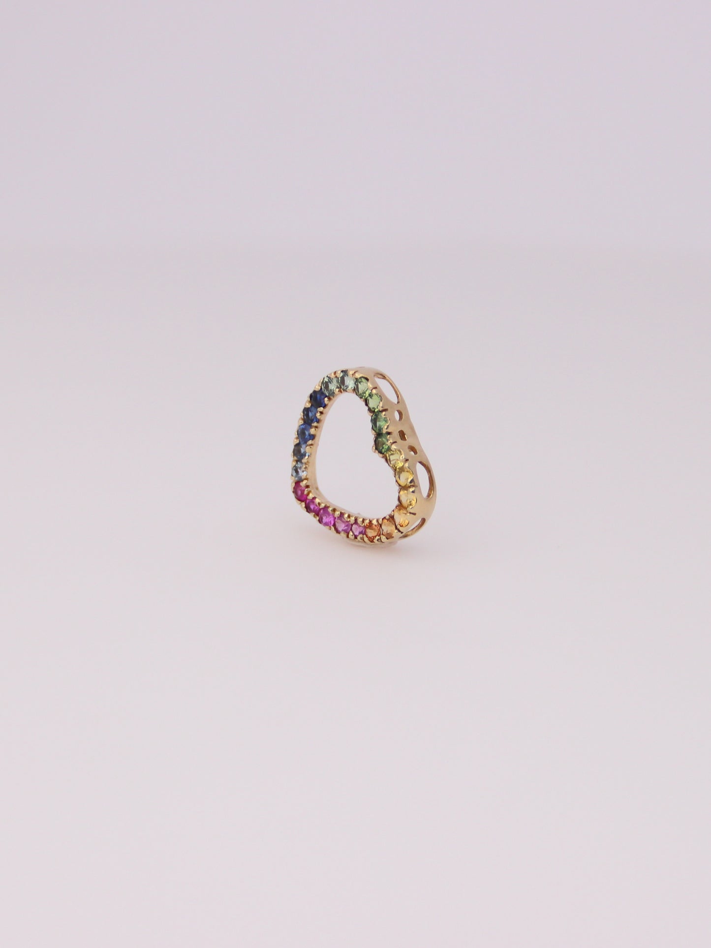 10K Yellow Gold Rainbow Topaz Heart Pendant