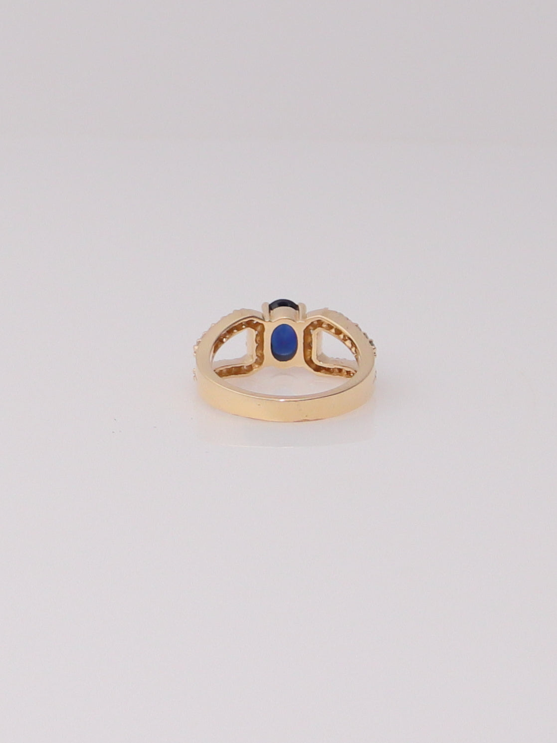 14K Yellow Gold Dark Blue Topaz Diamond Ring