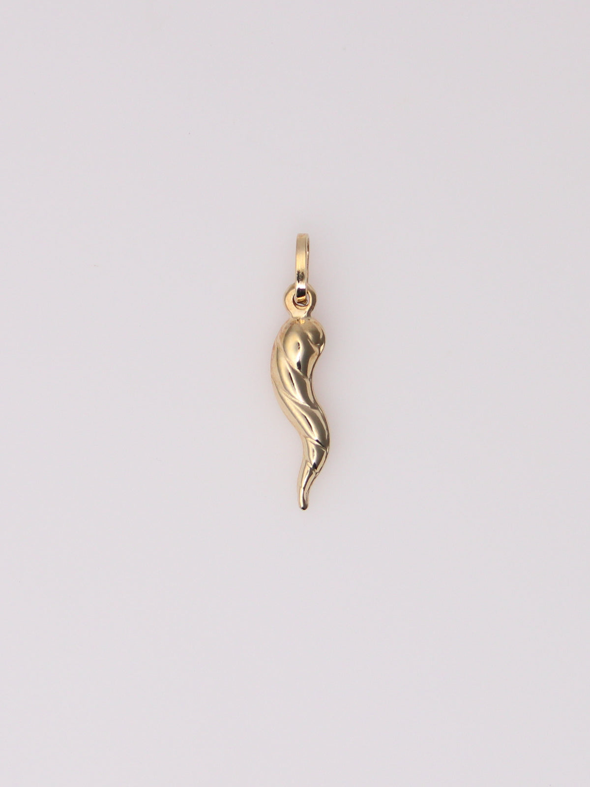 14K Yellow Gold Textured Italian Horn Pendant