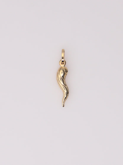 14K Yellow Gold Textured Italian Horn Pendant