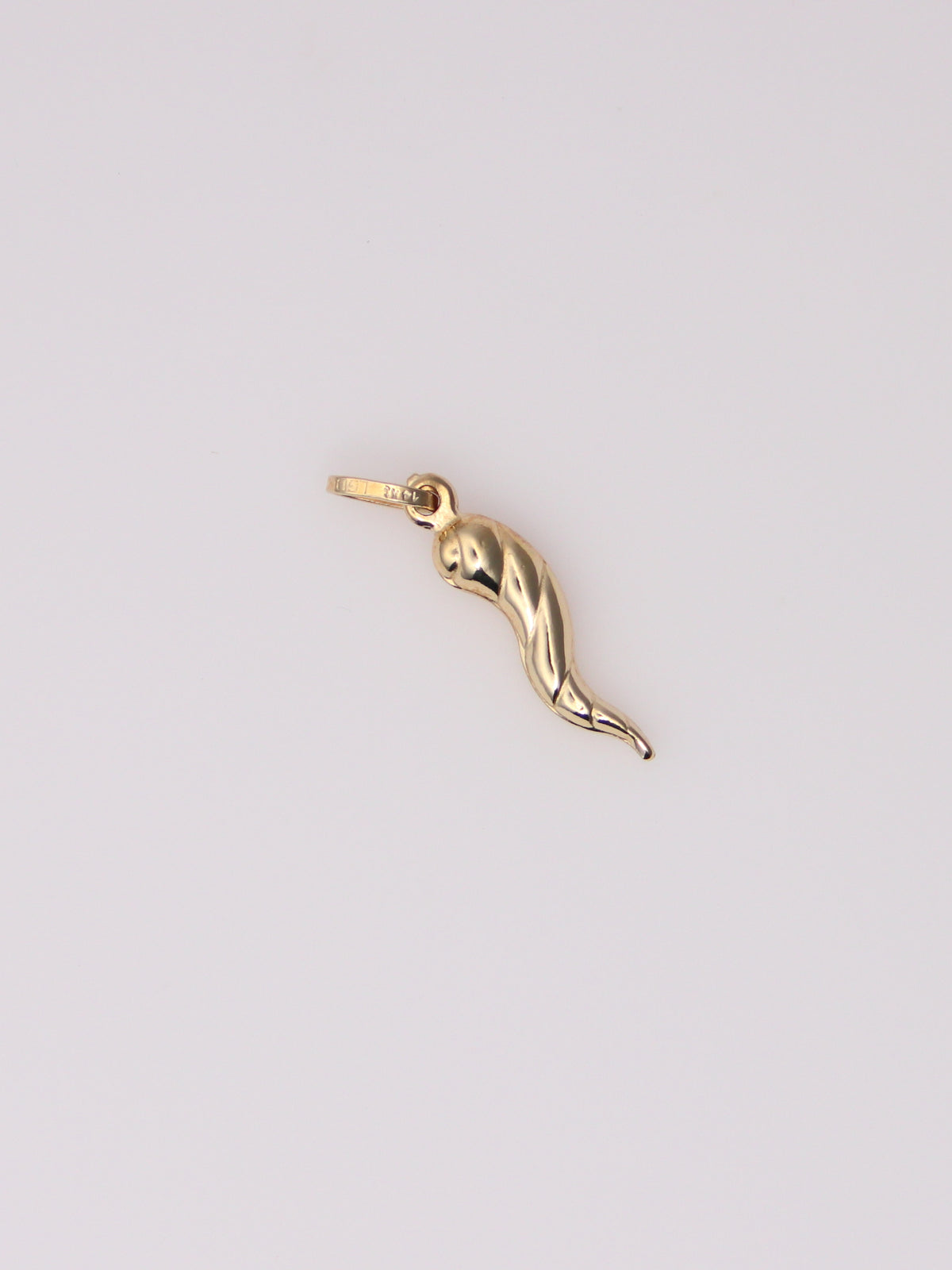 14K Yellow Gold Textured Italian Horn Pendant