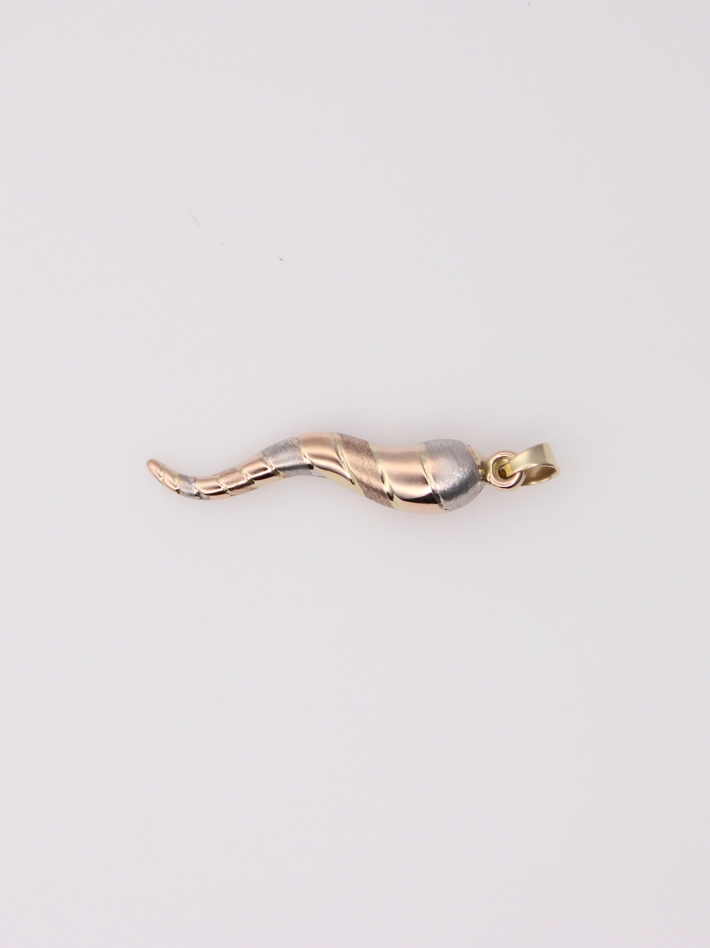 14K Tri-Tone Italian Horn Pendant