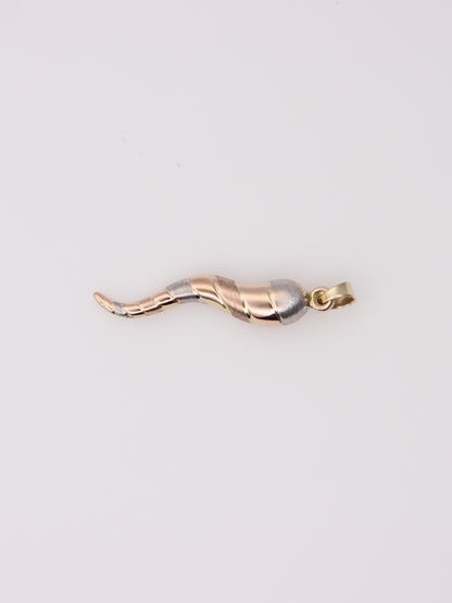 14K Tri-Tone Italian Horn Pendant