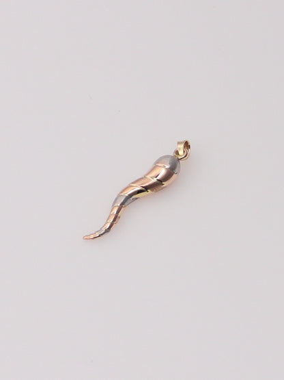 14K Tri-Tone Italian Horn Pendant