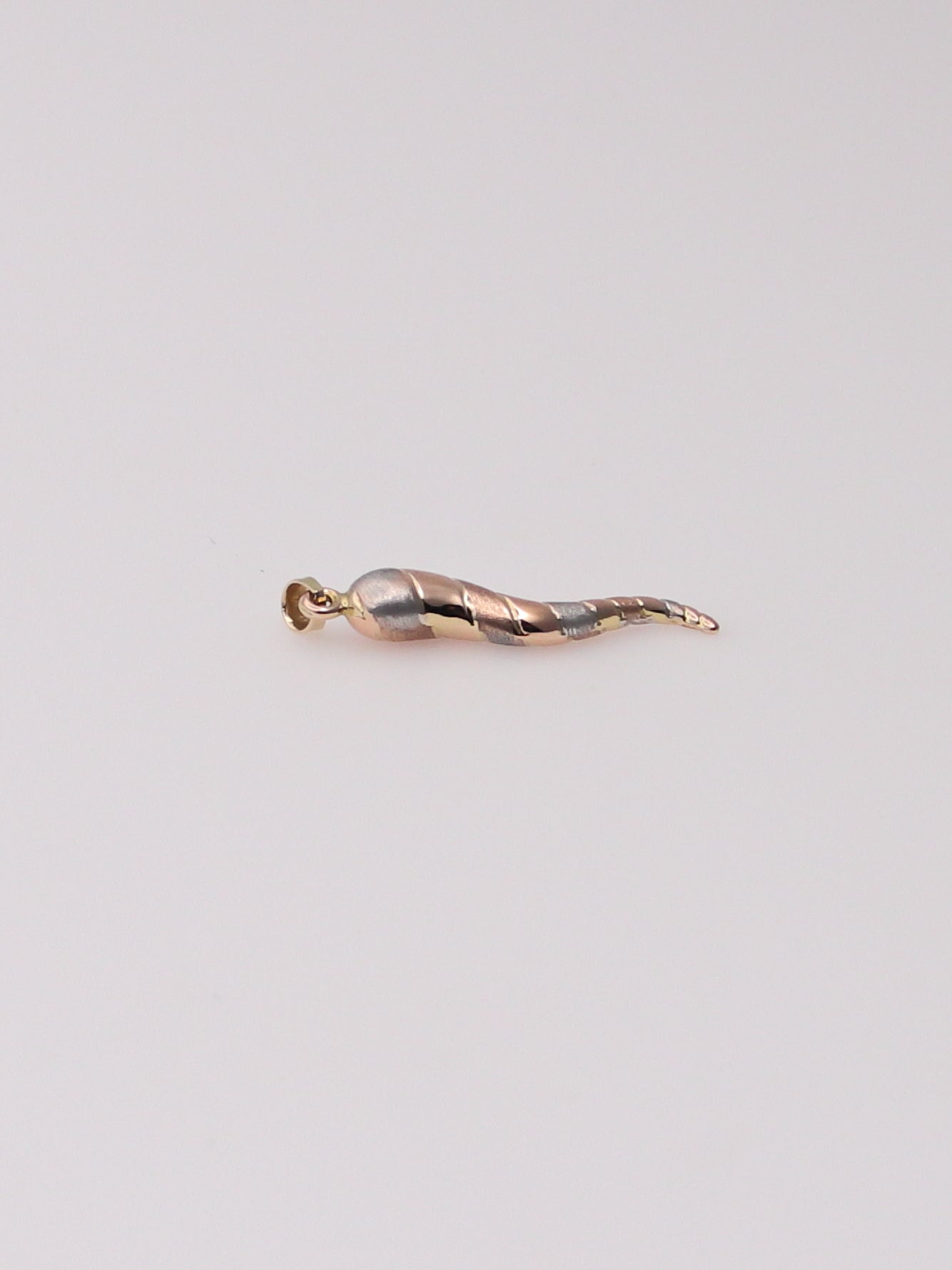 14K Tri-Tone Italian Horn Pendant