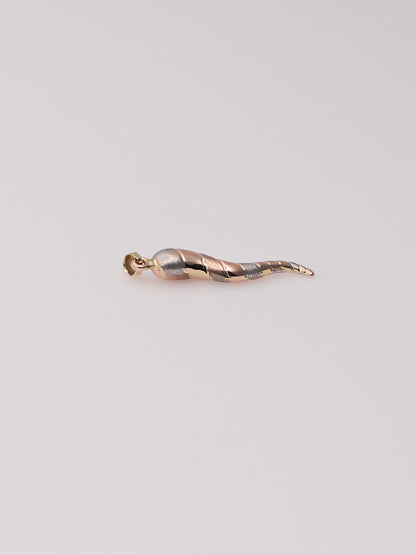 14K Tri-Tone Italian Horn Pendant