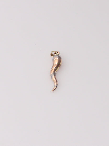 14K Tri-Tone Italian Horn Pendant