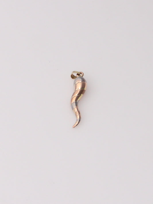 14K Tri-Tone Italian Horn Pendant