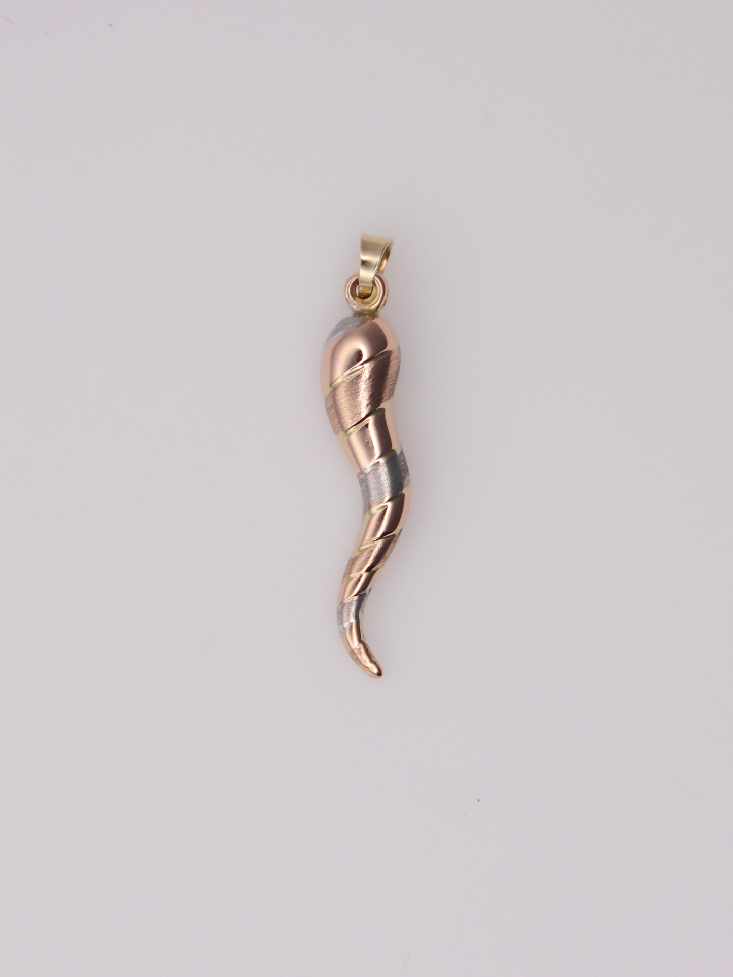14K Tri-Tone Italian Horn Pendant