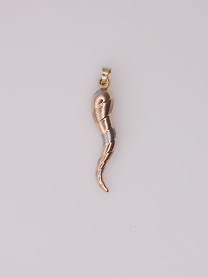 14K Tri-Tone Italian Horn Pendant