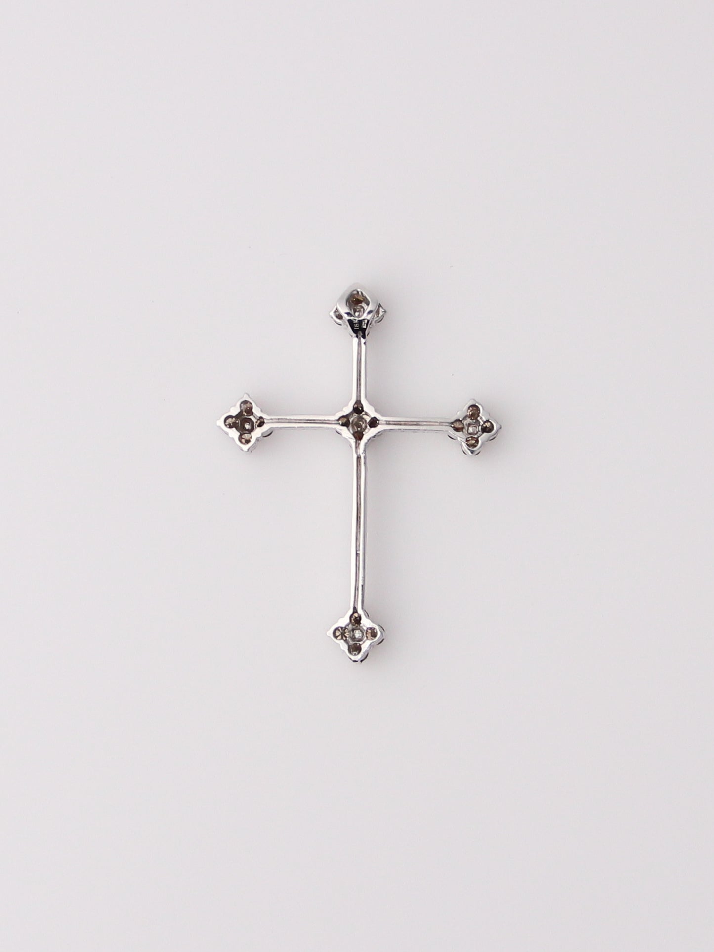 18K White Gold Chocolate and White Diamond Cross
