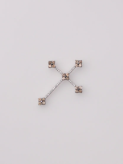 18K White Gold Chocolate and White Diamond Cross
