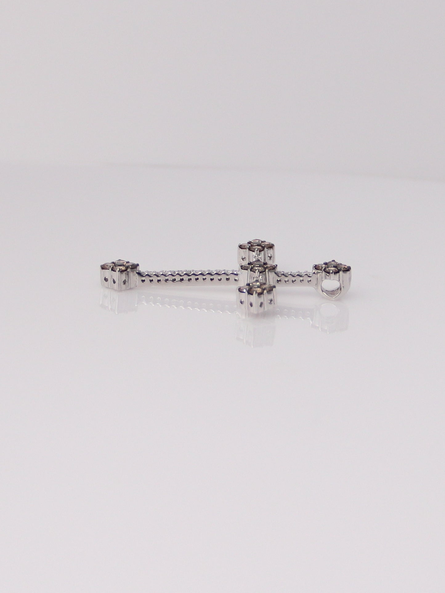 18K White Gold Chocolate and White Diamond Cross