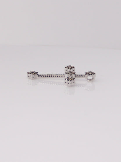 18K White Gold Chocolate and White Diamond Cross