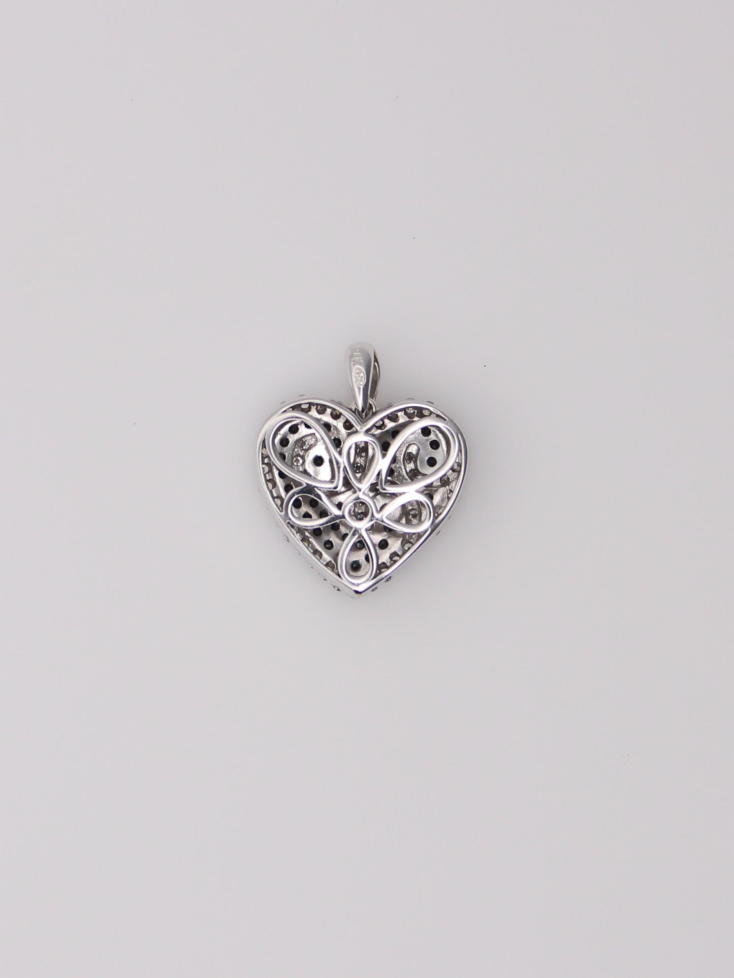 14K White Gold Black & White Diamond Heart Pendant