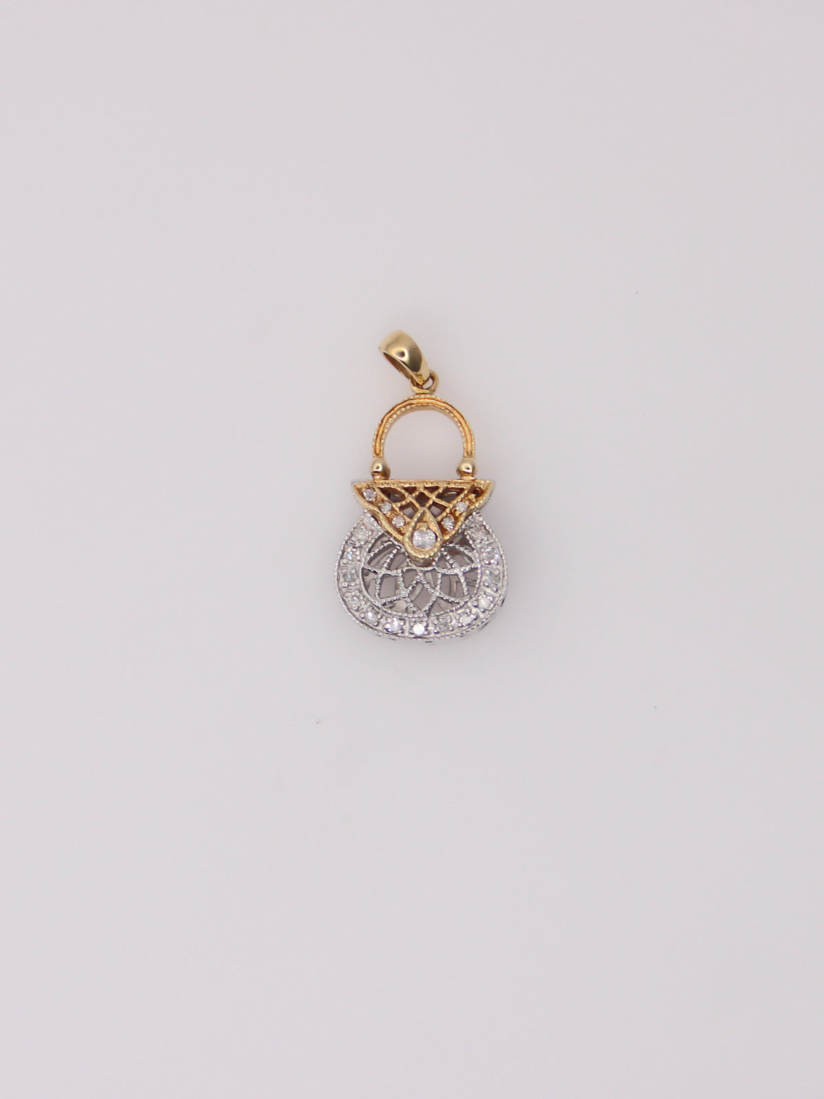 14K Two-Tone Diamond Purse Pendant