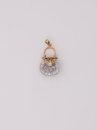 14K Two-Tone Diamond Purse Pendant
