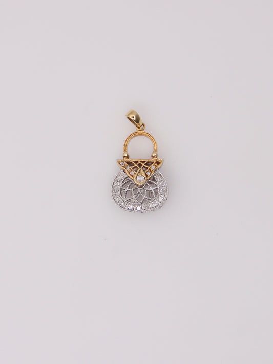 14K Two-Tone Diamond Purse Pendant