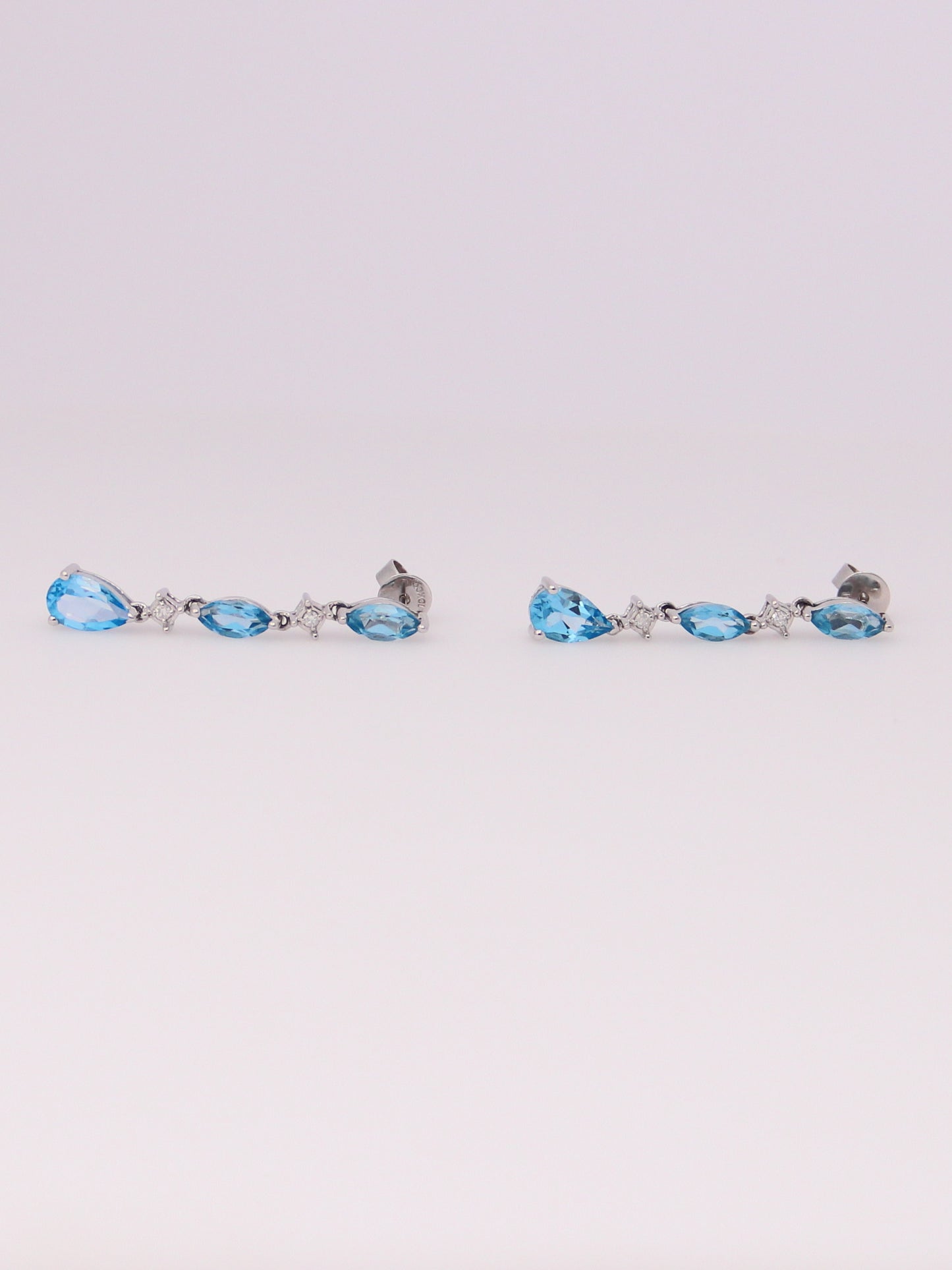 10K White Gold Blue Topaz and Diamond Earrings