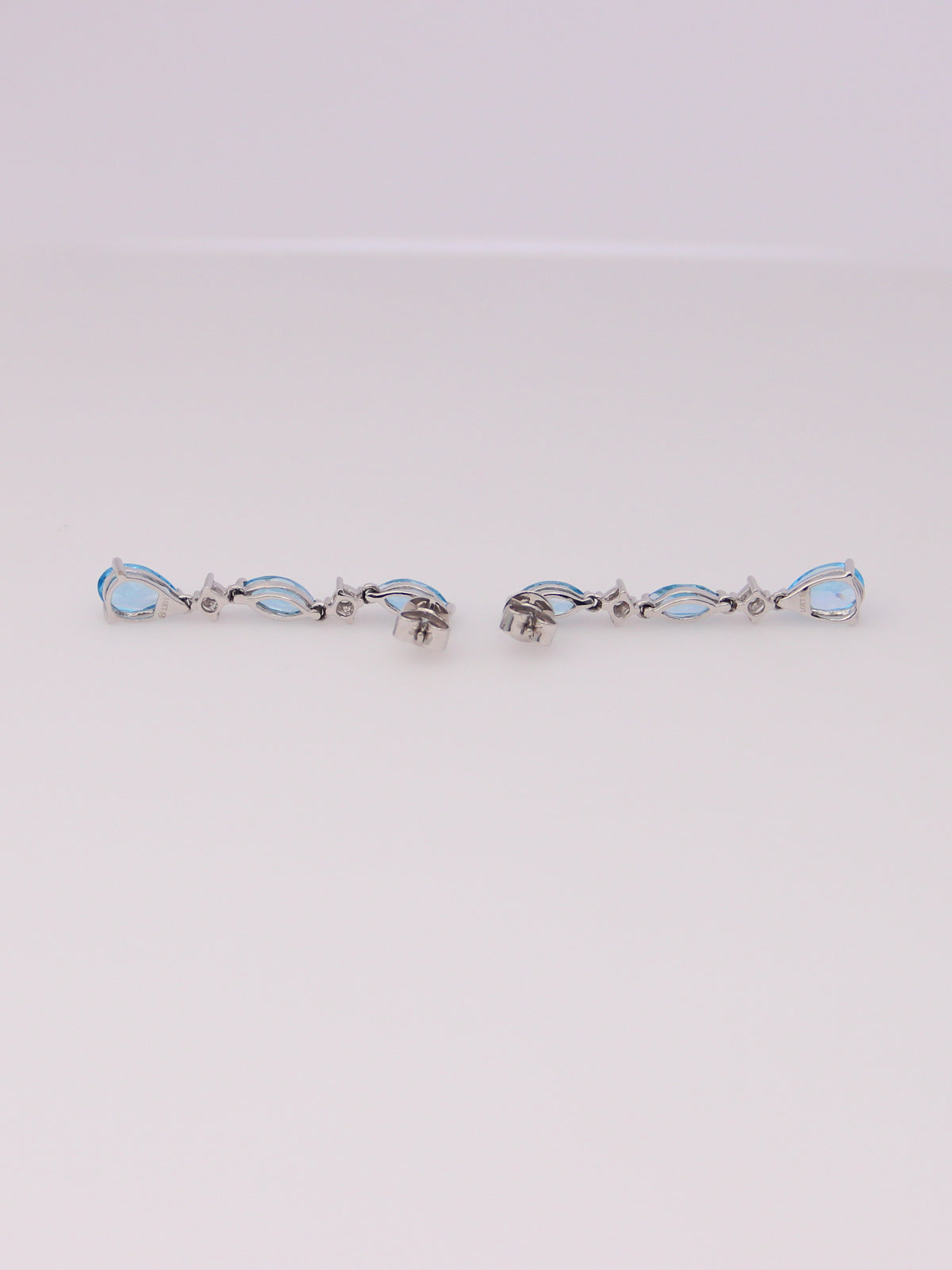 10K White Gold Blue Topaz and Diamond Earrings