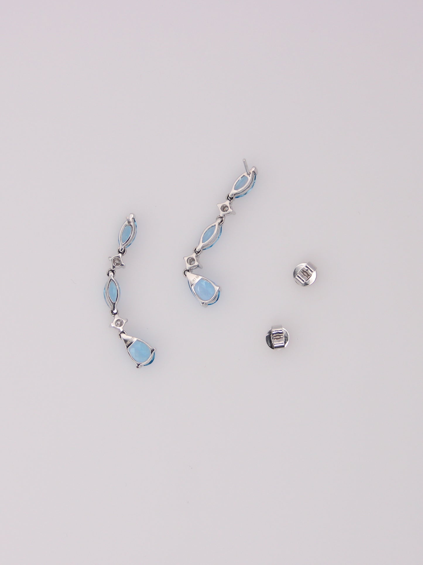 10K White Gold Blue Topaz and Diamond Earrings
