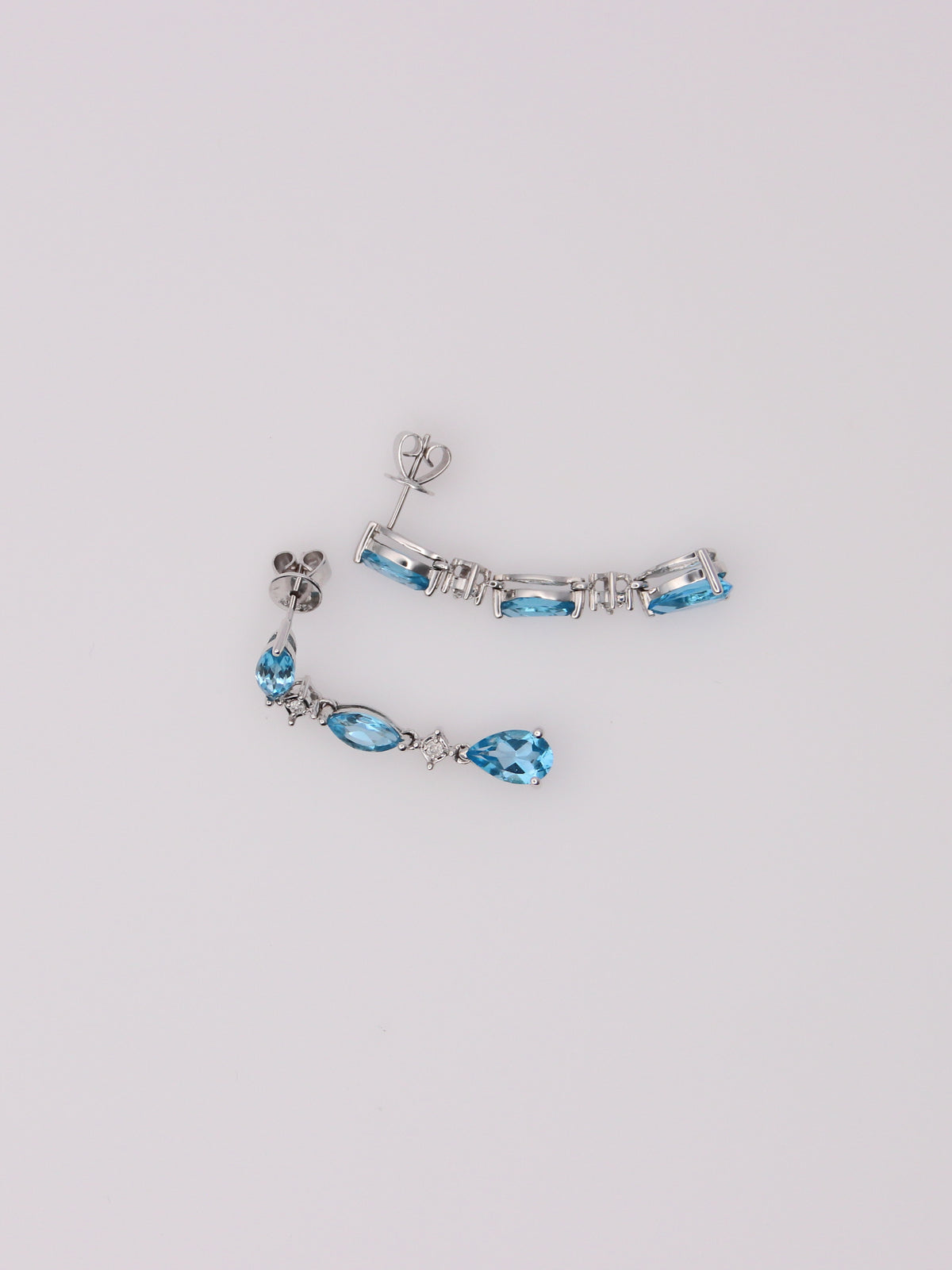 10K White Gold Blue Topaz and Diamond Earrings