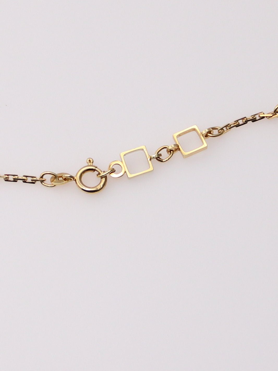 14K Yellow Gold Vintage Fancy Square Link Necklace