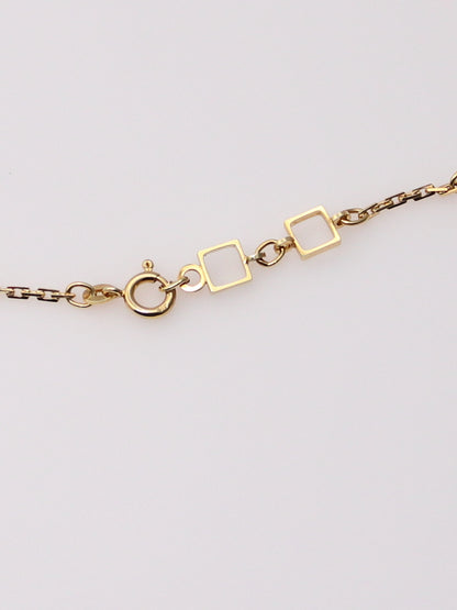 14K Yellow Gold Vintage Fancy Square Link Necklace