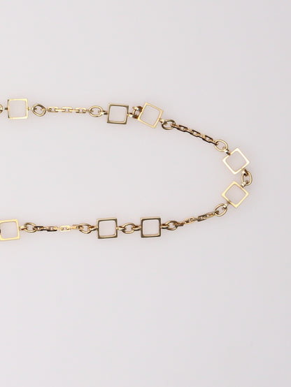 14K Yellow Gold Vintage Fancy Square Link Necklace