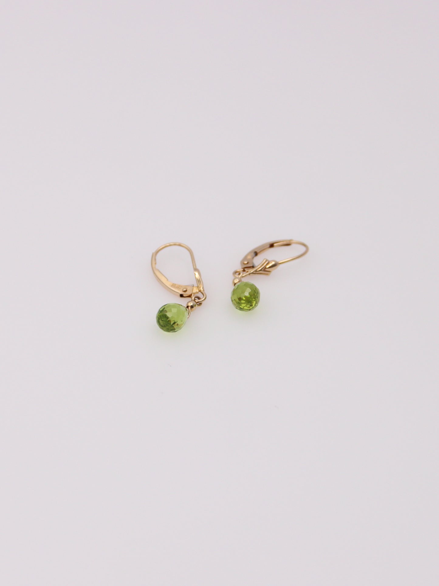 14K Yellow Gold Green Quartz Huggies