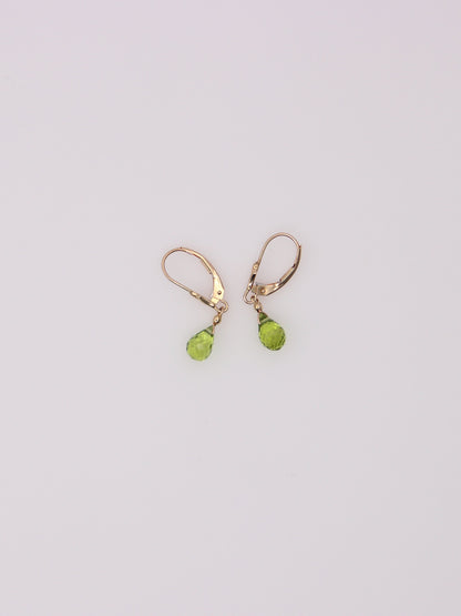 14K Yellow Gold Green Quartz Huggies