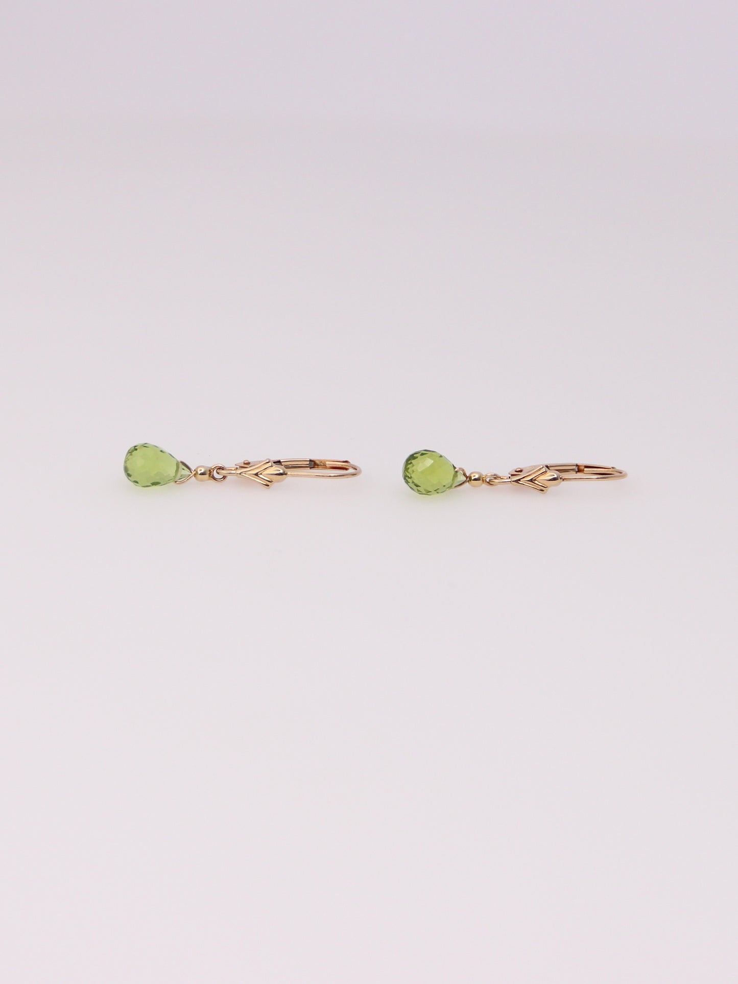 14K Yellow Gold Green Quartz Huggies