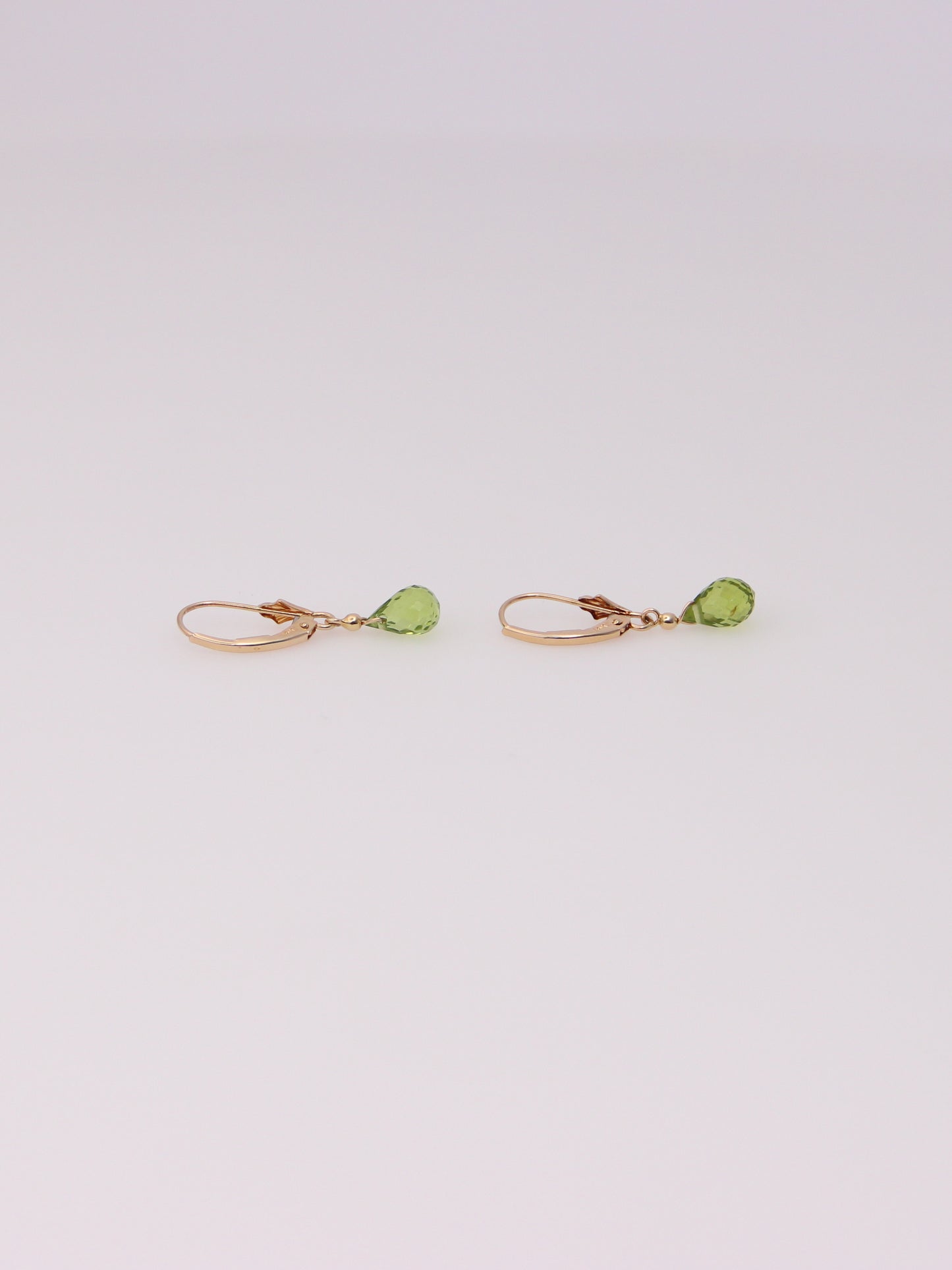 14K Yellow Gold Green Quartz Huggies