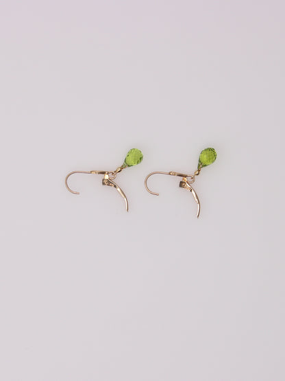 14K Yellow Gold Green Quartz Huggies