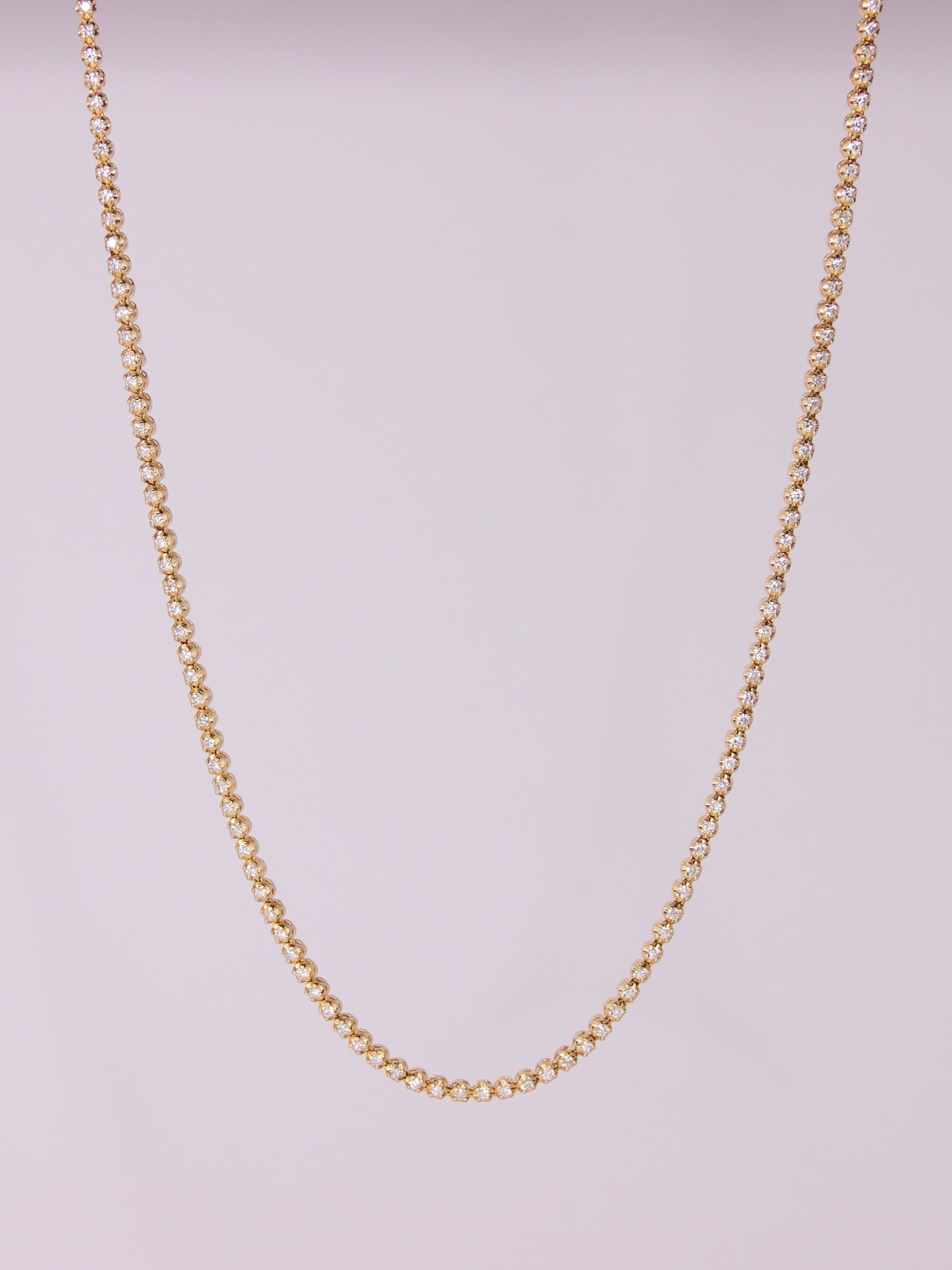 14K Yellow Gold Diamond Tennis Necklace