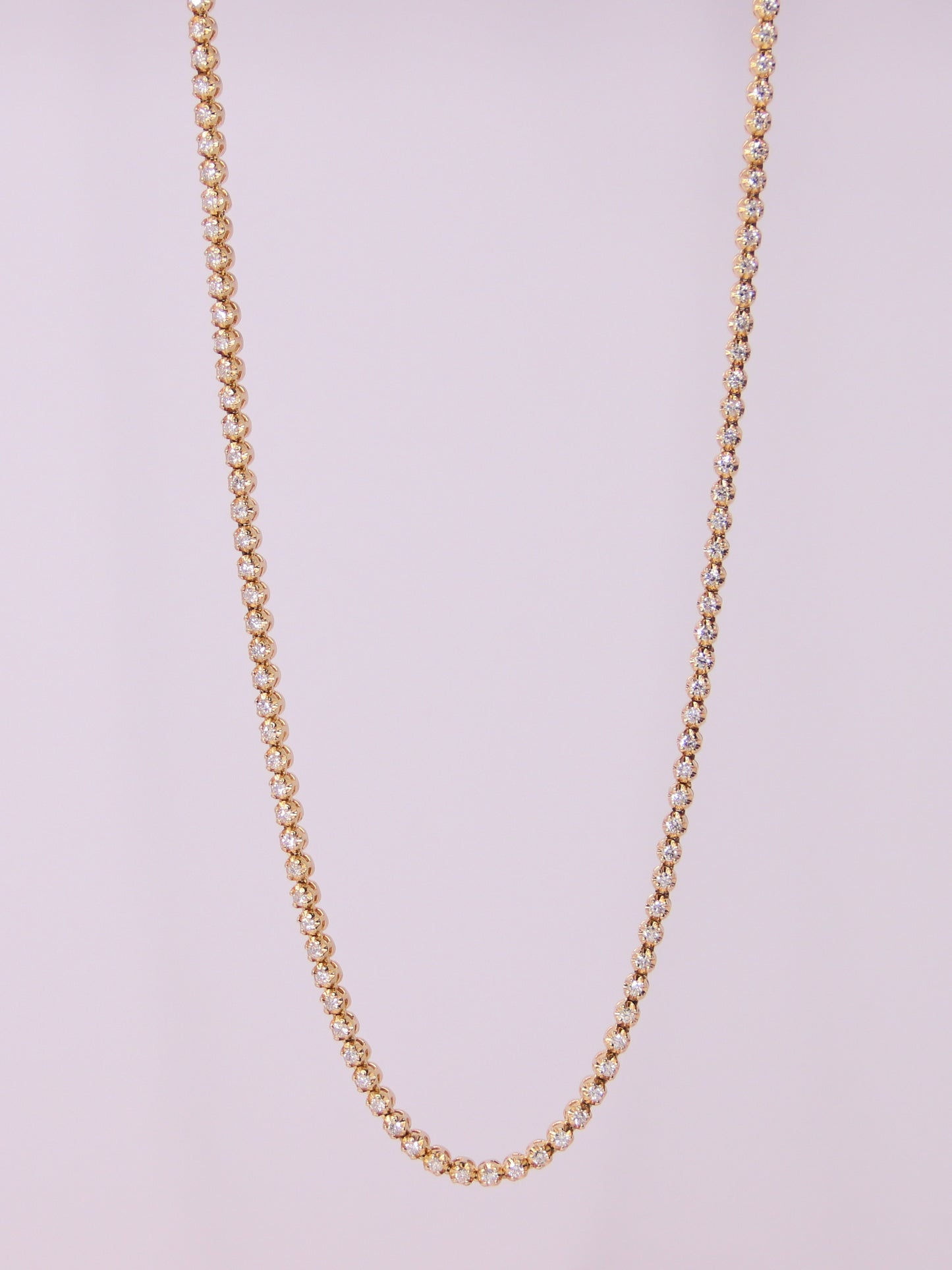 14K Yellow Gold Diamond Tennis Necklace